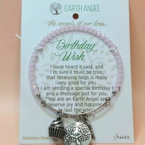 Earth Angel Stainless Steel & Pink Crystal bracelet with Charms